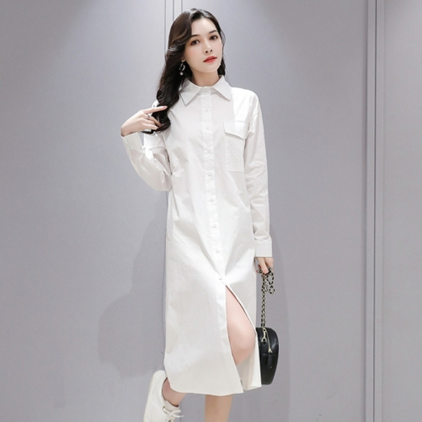 Women Mid-length Cardigan Loose Coat Casual Sun Protection Clothing (Color:White Size:M)