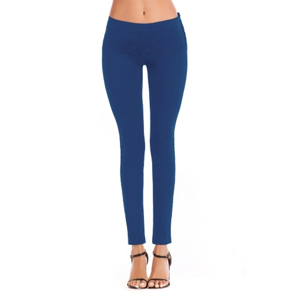 Sexy High Waist Side Zip Fashion Elastic Foot Pencil Jeans (Color:Dark Blue Size:L)