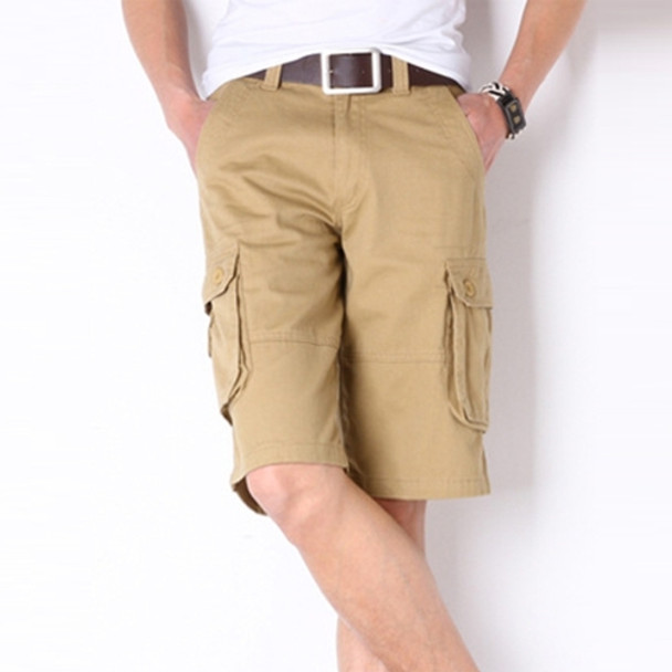 Multi-pocket Overalls Comfortable and relaxed Casual Shorts (Color:Khaki Size:42)