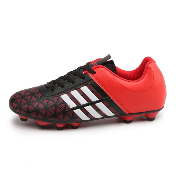Comfortable and Lightweight PU Soccer Shoes for Children & Adult (Color:Red Size:34)