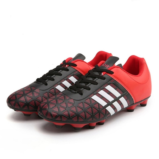 Comfortable and Lightweight PU Soccer Shoes for Children & Adult (Color:Red Size:36)