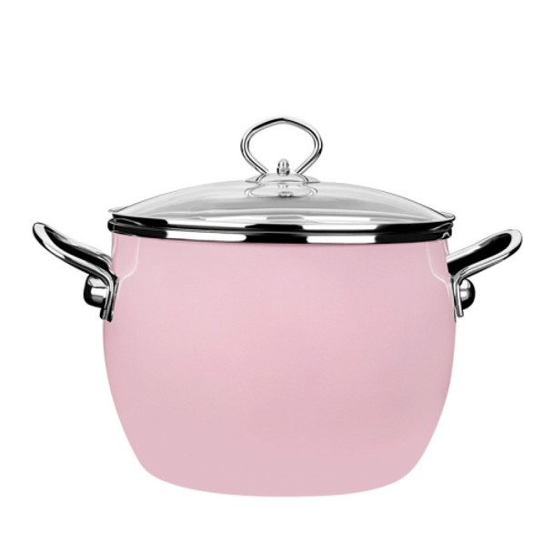 Enamel Soup Pot Uncoated Food Supplement Pot For Induction Cooker(Pink )