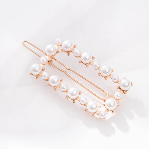 Geometric Irregular Pearl Hairpins Girls Delicate Hair Grip(Rectangle)