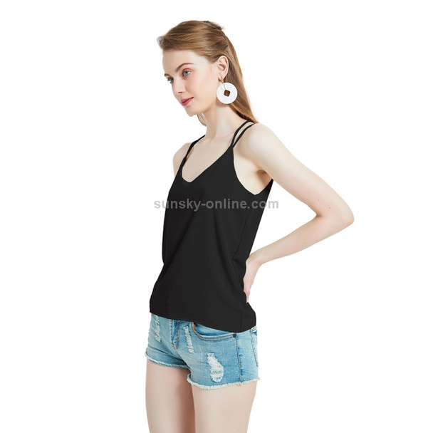Women Summer Wear Loose Camisole (Color:Black Size:XXL)