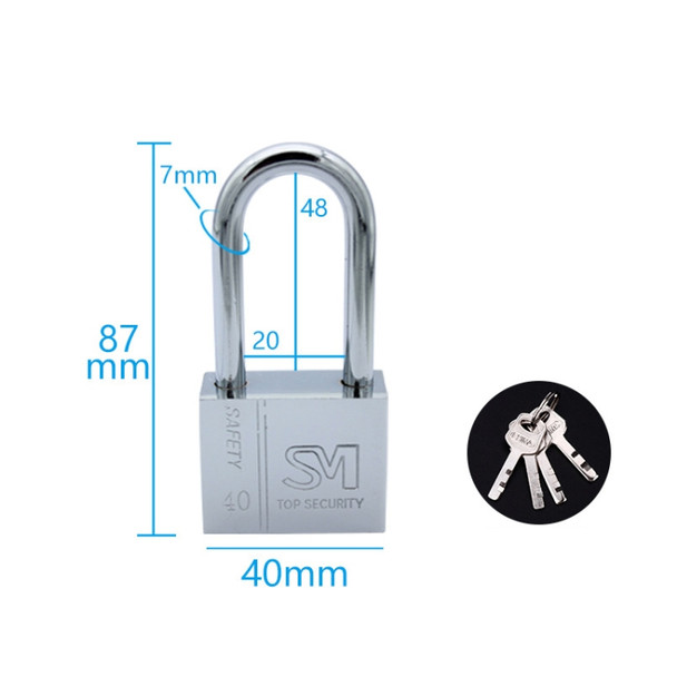 4 PCS Square Blade Imitation Stainless Steel Padlock, Specification: Long 40mm Not Open