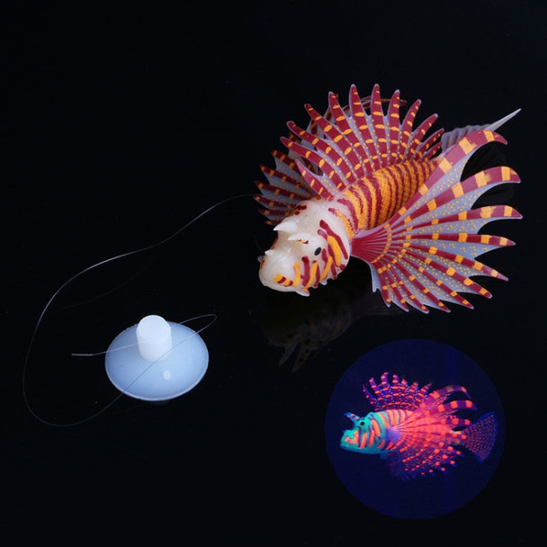 2 PCS Fish Tank Landscaping Ornament Silicone Nightlight Simulation Colorful Lion Fish(Brown)