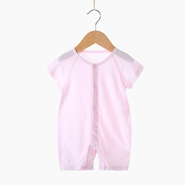 Baby Bamboo Fiber Breathable Short Sleeve Bodysuit (Color:Pink Size:90)