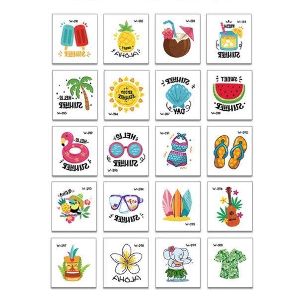 3 Sets Beach Fruit Flower Arm Tattoo Sticker Kids Cartoon Face Sticker(20 PCS / Set)