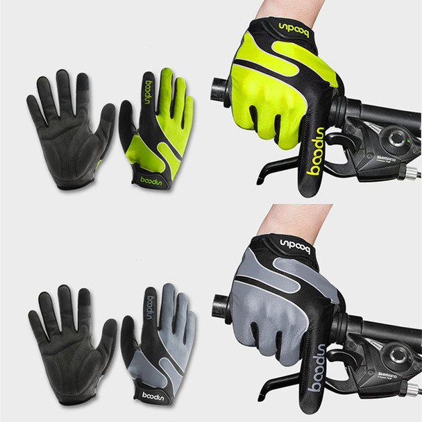 Boodun Bicycle Gloves Long Finger Cycling Glove Sports Outdoor Elastic Touch Screen Gloves, Size: L(Green)