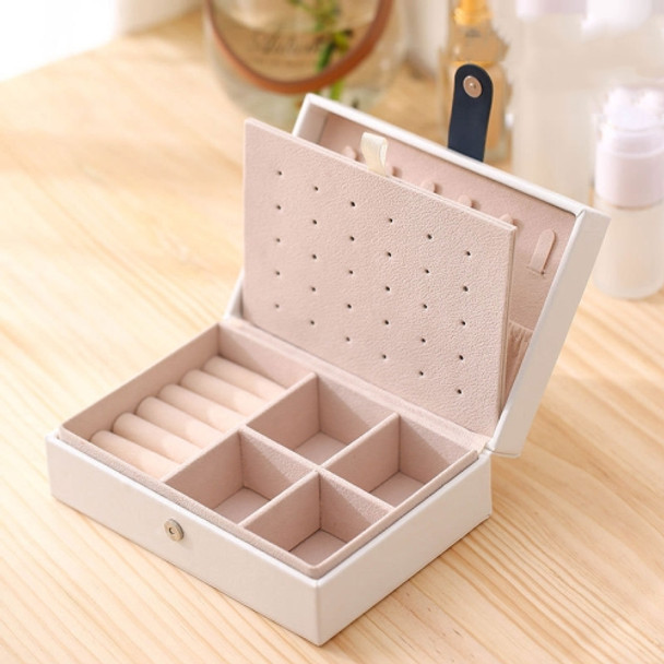 Portable Princess Style Jewelry Box Small Simple Earrings Ring Storage Box, Specification: 16.5x11.5x5.8cm(White)