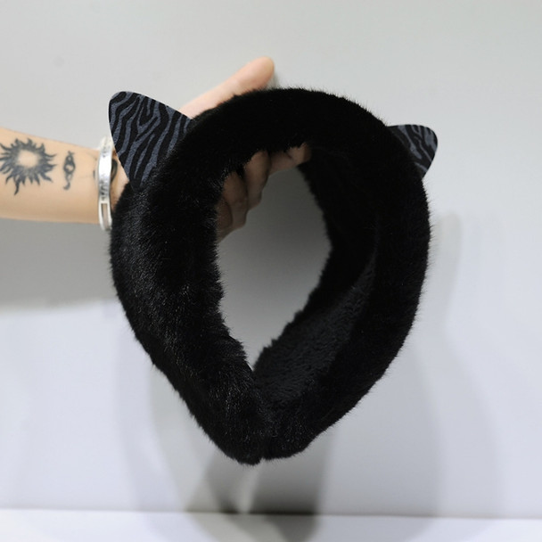 Cat Ear Shape Earmuffs Female Autumn and Winter Warm Ear Cover, Size: One Size(Black)