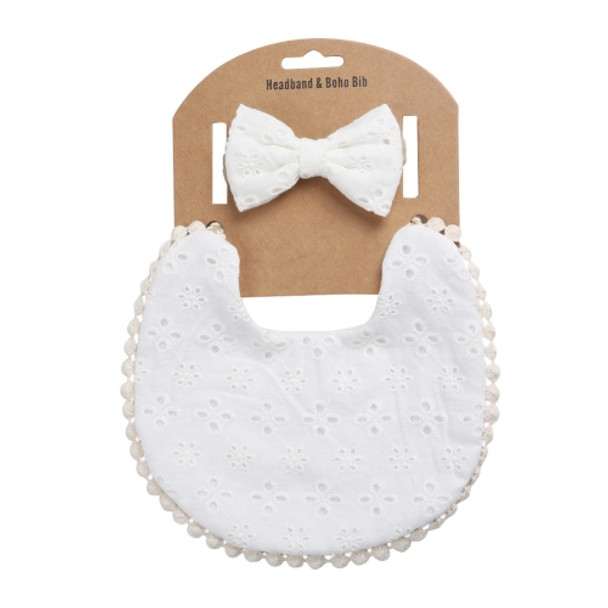 Baby Linen Cotton Printed Double-sided Saliva Towel Headband Set(DP021-3)