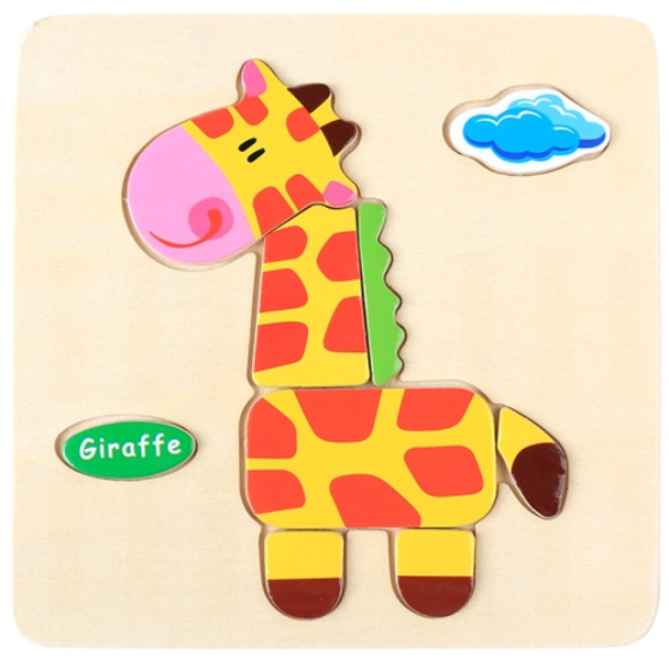 5 PCS Children Wooden 3D Puzzle Baby Educational Early Education Toys(Giraffe)