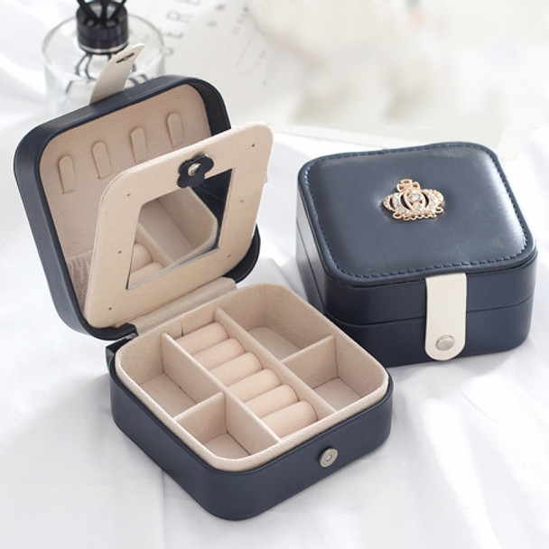 XH-001 Simple Creative Travel Portable Leather Earrings Jewelry Box, Specification: 11x11x5.8 cm(Navy Blue)