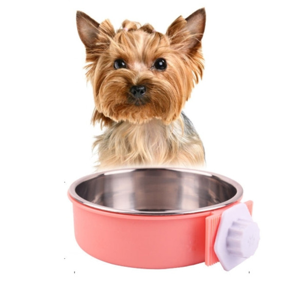 2 PCS Pet Feeder Stainless Steel Dog Cat Bowl Hanging Fixed Dog Bowl Food Utensils, Specification: Large With  Steel Bowl(Random Color)