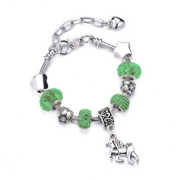 2 PCS Crystal Unicorn Bracelet DIY Handmade Jewelry Female Child Snake Bone Bracelet Length: 20cm(SL165 Green)