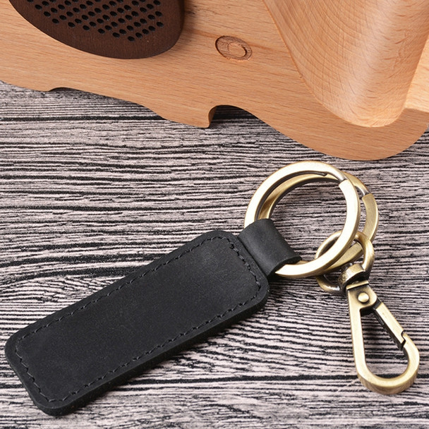 2 PCS Handmade Crazy Horse Leather Retro Keychain Car Couple Keychain, Specification: Double Ring(Coffee)