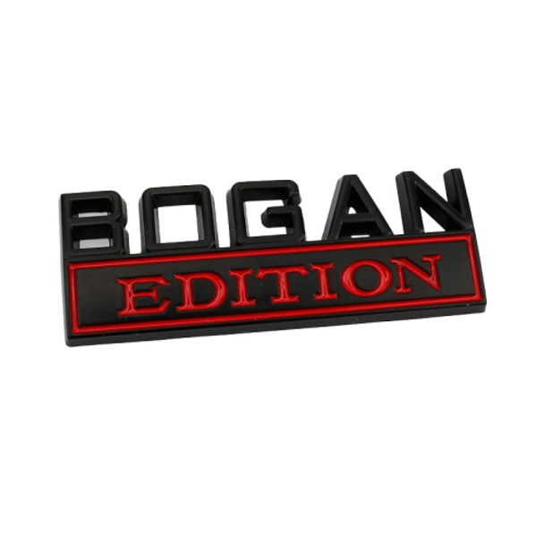 2 PCS Modified Side Door Metal Car Stickers Bogan Edition Label Leaf Board Nameplate Label(Black Red )