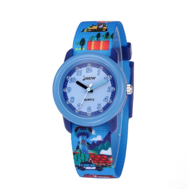 JNEW A369-86370 Children Cartoon Waterproof Time Cognitive Ribbon Quartz Watch(Amusement Park)