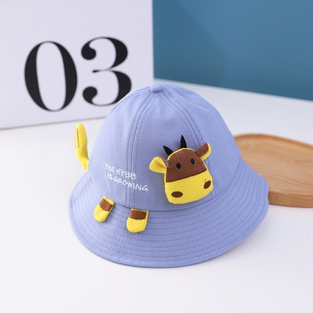 C0296 Little Cow Shape Baby Pot Hat Spring Children Wide Brim Fisherman Hat, Size: Around 50cm(Blue)