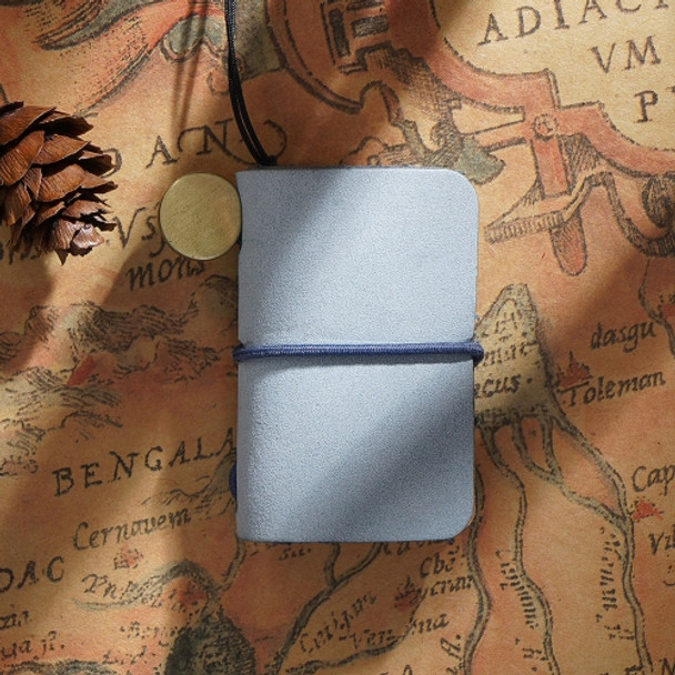 2 PCS Ultra-Small Mini TN Hand Account Book Handmade Note Book Leather Notebook Portable Travel Diary(Fog Wax Sky Blue)