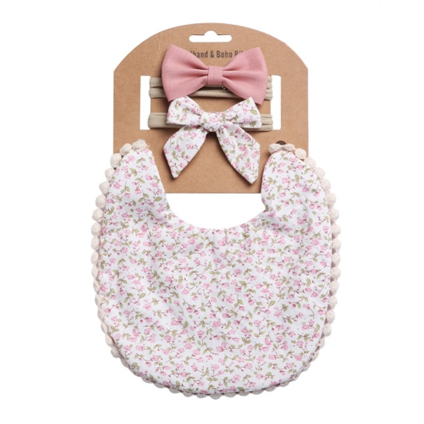 Baby Linen Cotton Printed Double-sided Saliva Towel Headband Set(DP021-9)