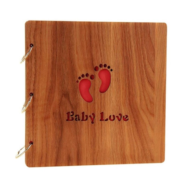 16 inch Wooden Handmade DIY Sticky Photo Album Baby Growth Souvenir Album(Happy Feet)