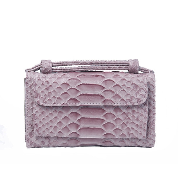 Ladies Snake Texture Print Clutch Bag Long Crossbody Bag With Chain(18# Nude Pink)