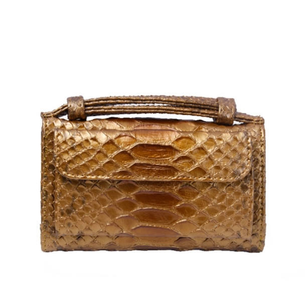 Ladies Snake Texture Print Clutch Bag Long Crossbody Bag With Chain(11# Copper Color)