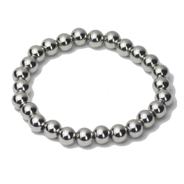 3 PCS Silver Stainless Steel Round Bead Bracelet(6mm)