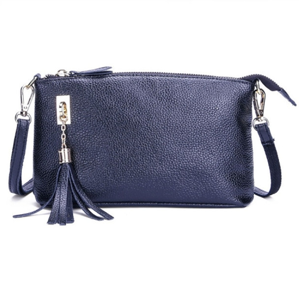 Ladies Fringed One-Shoulder Diagonal Bag Large-Capacity Casual Bag(Navy Blue)