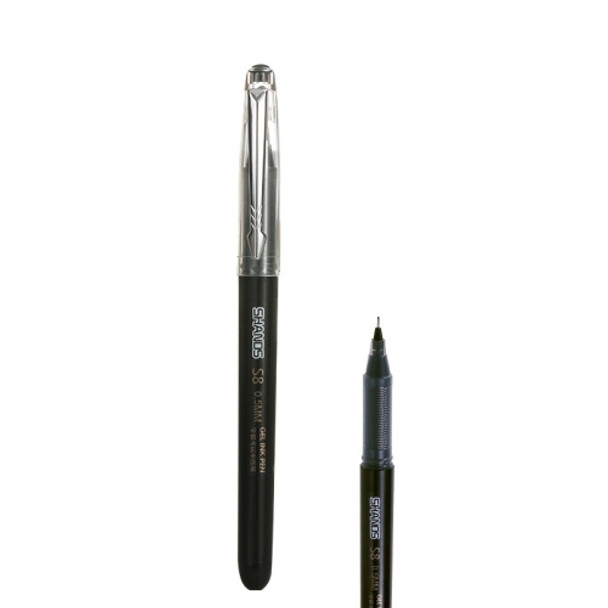 12 PCS SHANDS Learning Neutral Pen Large-Capacity 0.5mm Needle Pen Simple Sign Pen(Black)