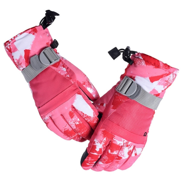 Unisex Skiing Riding Winter Outdoor Sports Touch Screen Thickened Splashproof Windproof Warm Gloves, Size: S(Pink)