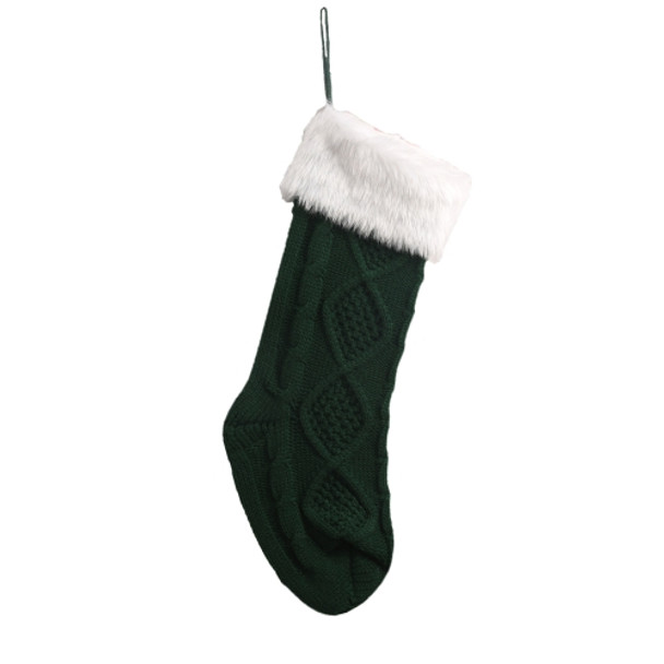 Christmas Decoration Gift Bag Plush Knitted Socks Pendant(Green)