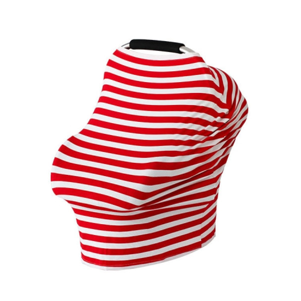 Multifunctional Cotton Nursing Towel Safety Seat Cushion Stroller Cover(Red and White Stripes)