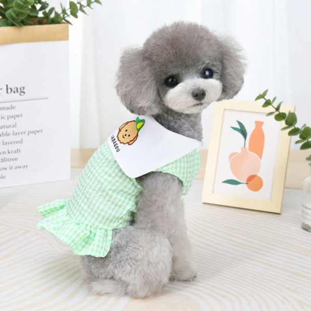 Pet Clothing Dog Dress Bubble Plaid Skirt, Size: S(Green)