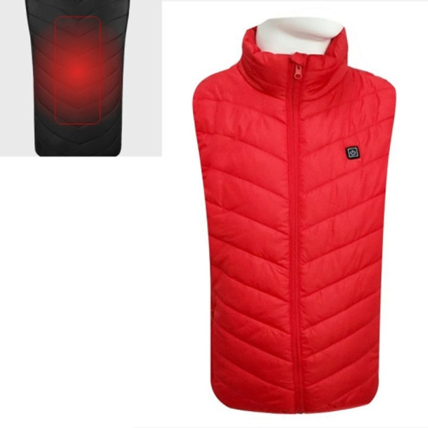 USB Security Smart Constant Temperature Fever Men Stand Collar Cotton Vest (Color:Red Size:XXL)