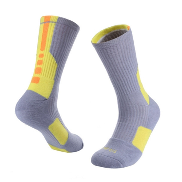 2 Pairs Adult Mid Tube Socks Thick Terry Basketball Socks, Size: Free Size(Grey)