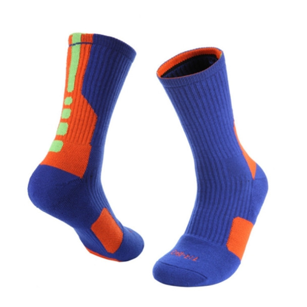2 Pairs Adult Mid Tube Socks Thick Terry Basketball Socks, Size: Free Size(Colorful Blue)