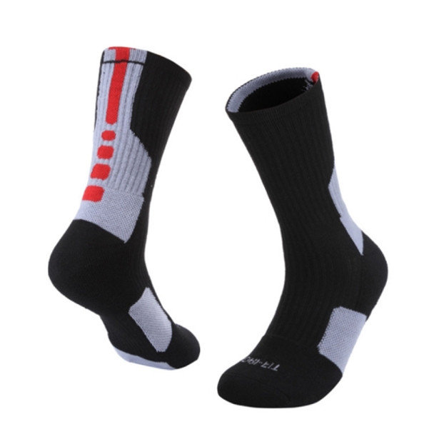 2 Pairs Adult Mid Tube Socks Thick Terry Basketball Socks, Size: Free Size(Black)