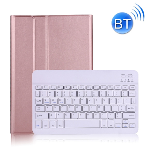 A500 For Samsung Galaxy Tab A7 T500/T505 10.4 inch 2020 Detachable Bluetooth Keyboard Ultrathin Horizontal Flip Leather Tablet Case with Holder & Elastic Band(Rose Gold)