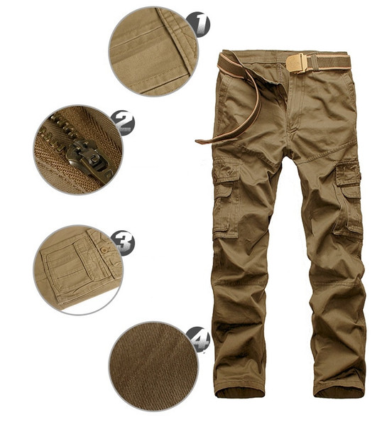 Men Casual Plus Size Multi-pocket Overalls (Color:Gray Size:36)