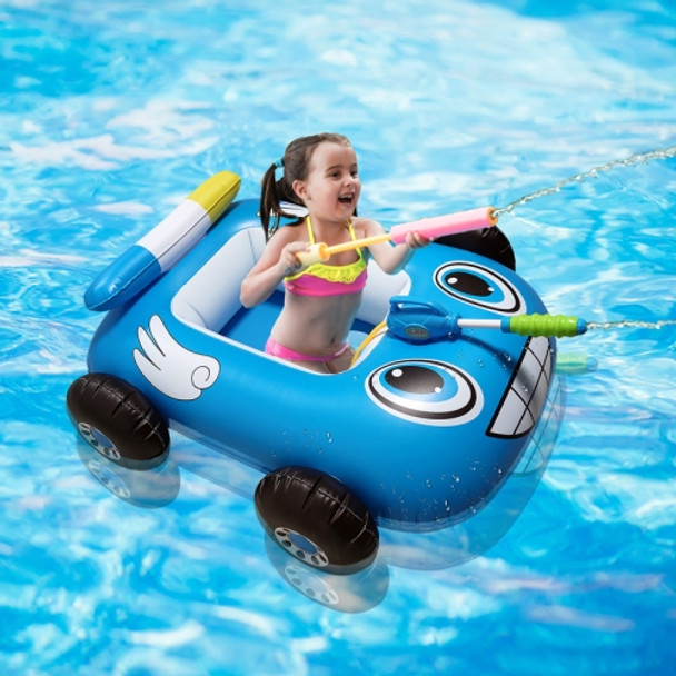 Inflatable Bumper Car Seat Children Water Jet Swimming Ring Outdoor Pool Playing Toy(Blue)