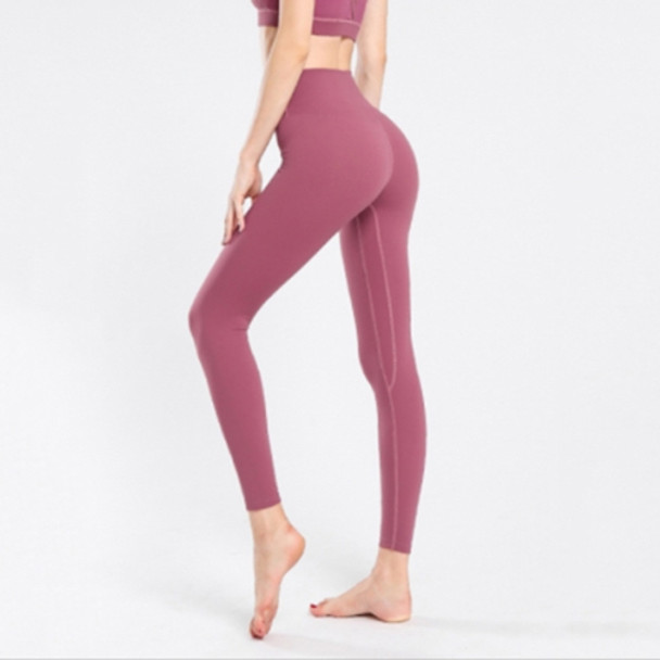 Solid Color Tight Elastic Thin Slim Hips Feet Quick-drying Running Fitness Pants (Color:Pink Size:L)