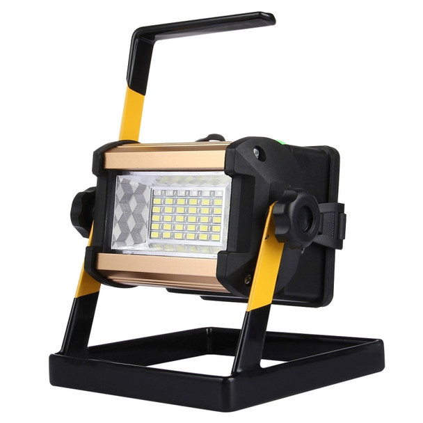 50W IP65 Waterproof Hight Brightness Rechargeable LED Floodlight, 36 LEDs 2400 LM 6000-6500K White Light Red and Blue Light Flashing Warning Lamp with Holder