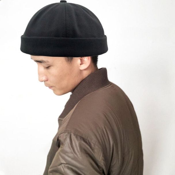 A36 Cartoon Coconut Tree Pattern Retro Hip Hop Without Eaves Sailor Hat Landlord Hat Skullcap, Size:One Size(Black)