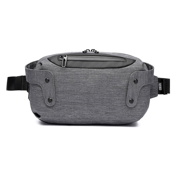 Ozuko 9360 Outdoor Waterproof Men Sports Waist Bag Messenger Bag with External USB Charging Port(Dark Gray)