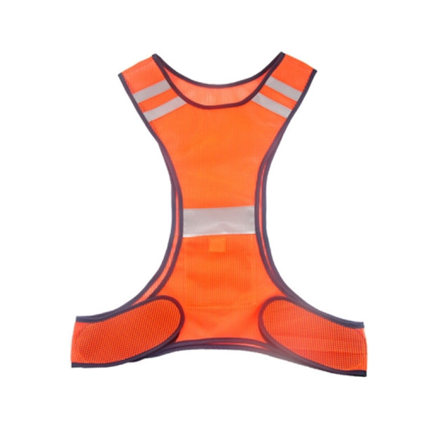 Sports Reflective Vest Night Running Outdoor Reflective Clothing Traffic Safety Reflective Vest,Style: Without Led(Orange Red)