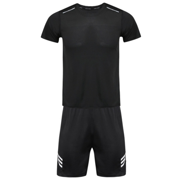 Sports Casual Short Sleeve Top + Black Shorts Set (Color:Black Size:L)