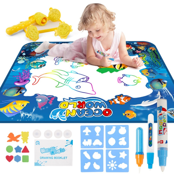 6614 Children Water Drawing Canvas Magic Graffiti Mat, Size: 100 x 80cm Blue Version